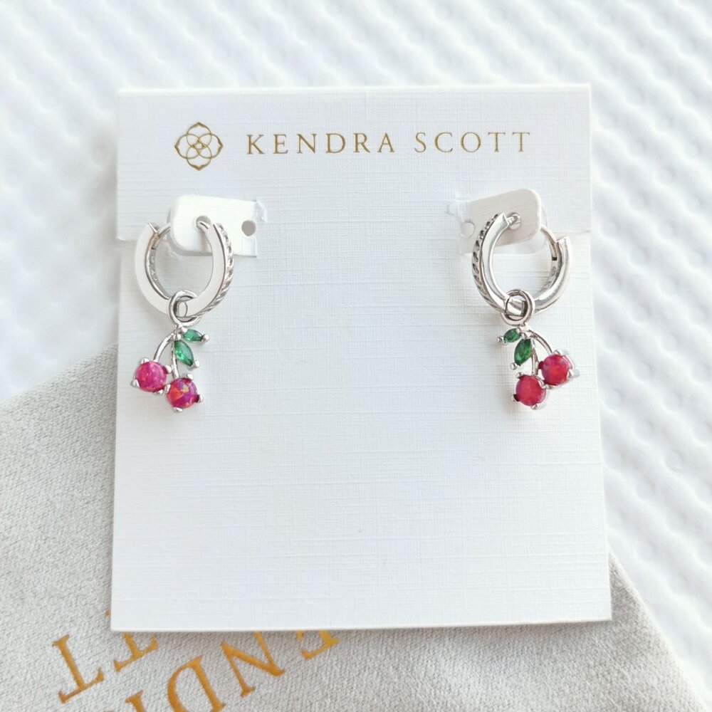Kendra Scott Silver Berry Kyocera Opal Cherry Earring NEW